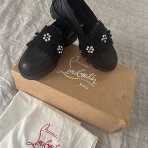 SOLD** Christian Louboutin Women's Black Floral Loafers
